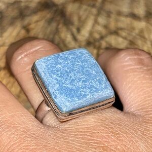 Baby Blue Angelite Ring Size 9 1/4